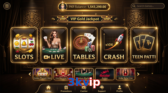 Main screen of 3Kvip casino page for PK players